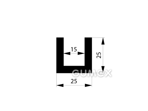 "U" Gummiprofil, 25x25/15mm, 70°ShA, EPDM, -40°C/+100°C, schwarz, 